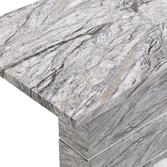 Parker High Gloss Bar Table Rectangular In Melange Marble Effect