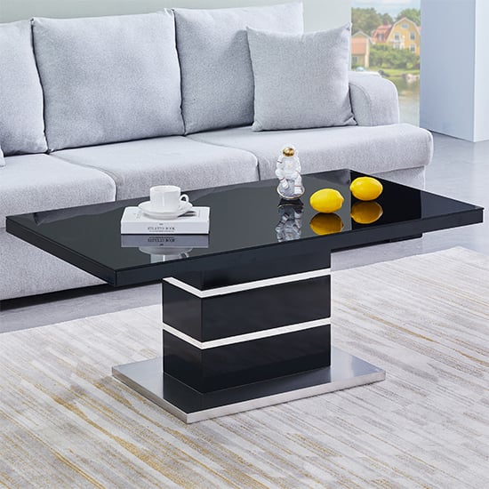 Parker High Gloss Coffee Table In Black With Glass Top