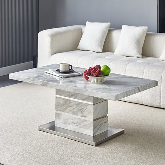 Parker High Gloss Coffee Table In Magnesia Marble Effect