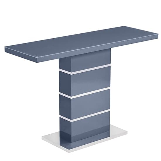 Parker High Gloss Console Table In Grey With Glass Top
