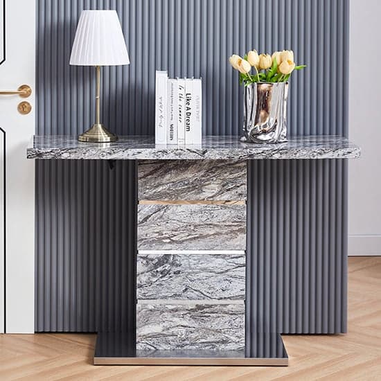 Parker High Gloss Console Table In Melange Marble Effect