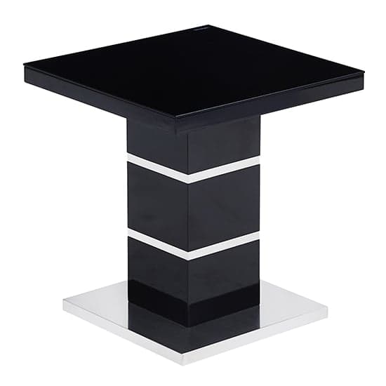 Parker High Gloss Lamp Table In Black With Glass Top