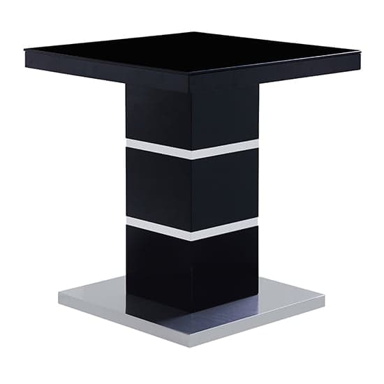 Parker High Gloss Lamp Table In Black With Glass Top