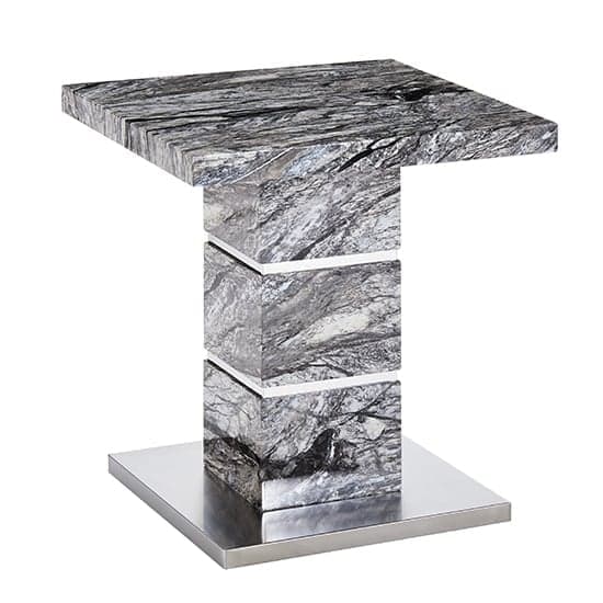 Parker High Gloss Lamp Table In Melange Marble Effect