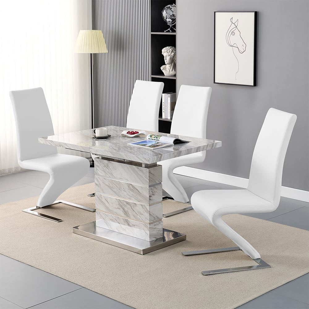 Parker Small Extending Magnesia Dining Table 4 Destin White Chairs