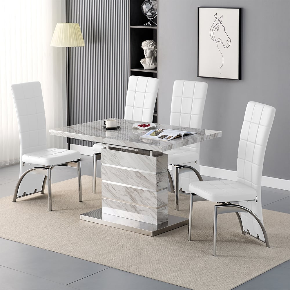 Parker Small Extending Magnesia Dining Table 4 Riverton White Chairs
