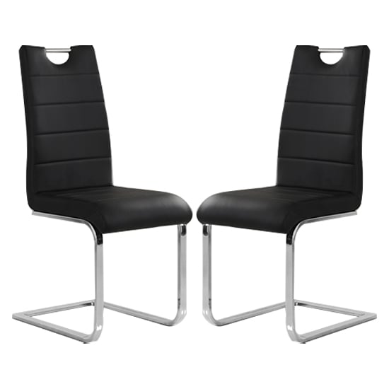 Petersburg Black Faux Leather Dining Chairs In Pair