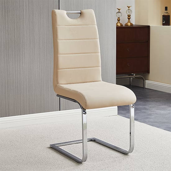 Petersburg Faux Leather Dining Chair In Taupe