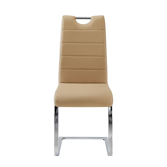Petersburg Taupe Faux Leather Dining Chairs In Pair