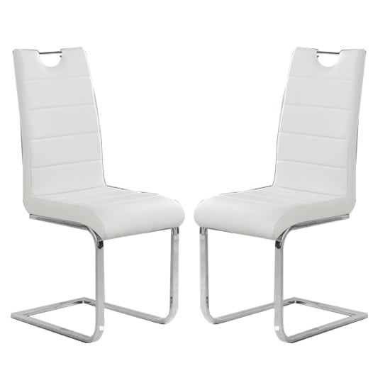 Petersburg White Faux Leather Dining Chairs In Pair