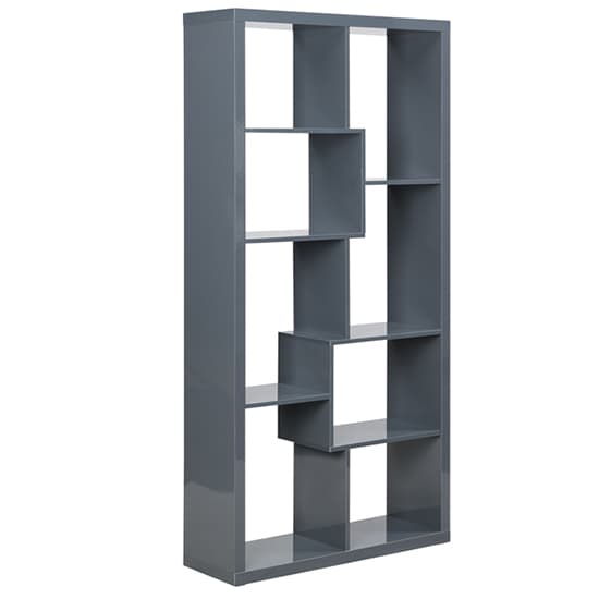 Quincy High Gloss Shelving Unit In Grey