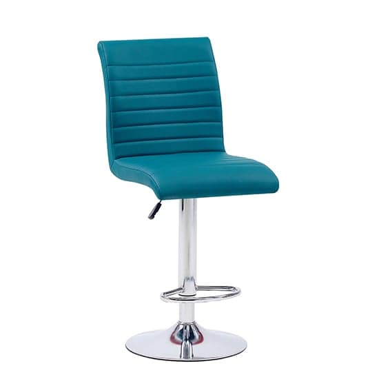 Rifle Faux Leather Bar Stool In Teal With Chrome Base
