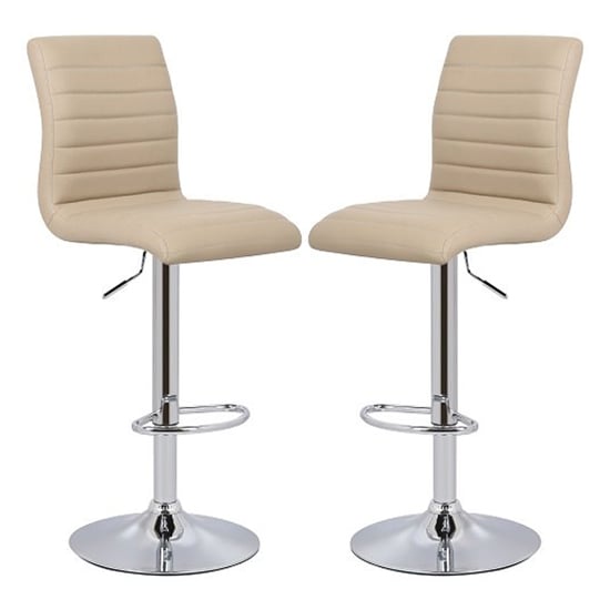 Rifle Stone Faux Leather Bar Stools With Chrome Base In Pair