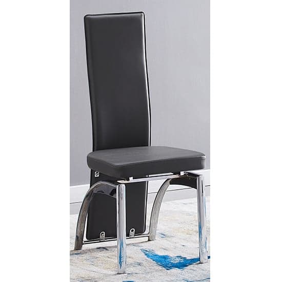 Rimouski Faux Leather Dining Chair In Black With Chrome Legs
