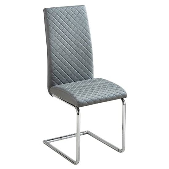 Rinks Faux Leather Dining Chair In Grey With Chrome Legs