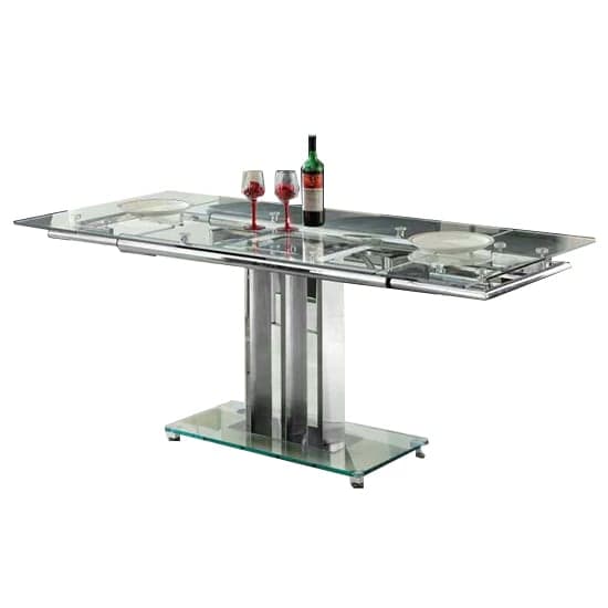 Riverhead Extending Glass Dining Table With 6 Rimouski Grey Chairs