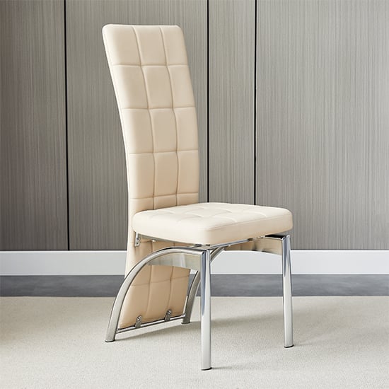 Riverton Faux Leather Dining Chair In Taupe With Chrome Legs