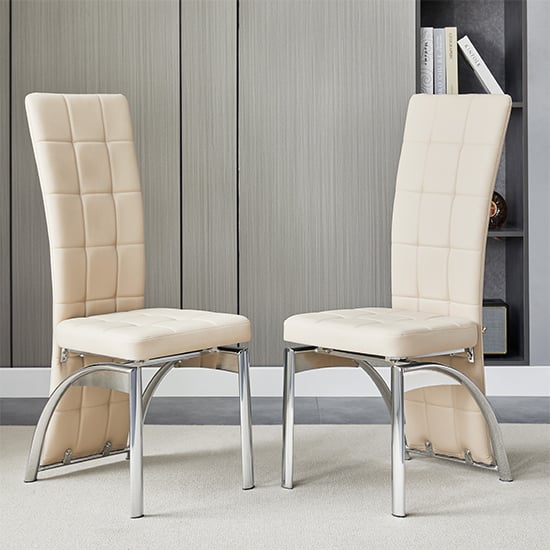 Riverton Taupe Faux Leather Dining Chairs In Pair