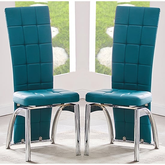 Riverton Teal Faux Leather Dining Chairs In Pair
