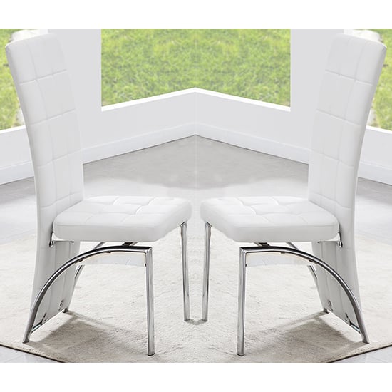 Riverton White Faux Leather Dining Chairs In Pair