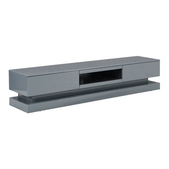 Scott High Gloss TV Stand In Mid Grey And Multi LED Lighting