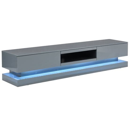 Scott High Gloss TV Stand In Mid Grey And Multi LED Lighting