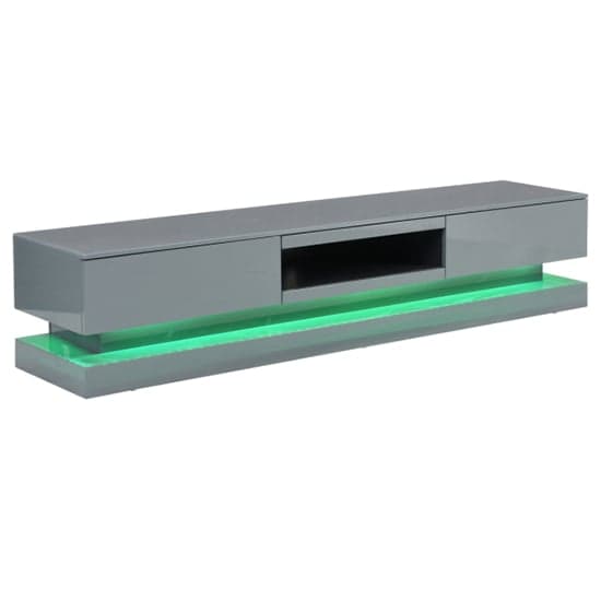 Scott High Gloss TV Stand In Mid Grey And Multi LED Lighting