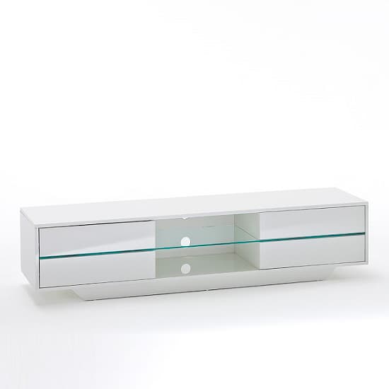 Seville High Gloss TV Stand In White With Multi LED Lighting