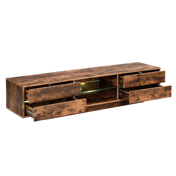 Seville Wooden TV Stand In Rustic Oak With Multi LED Lighting