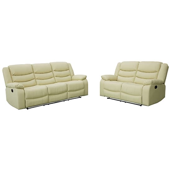 Sorrento 3+2 Bonded Leather Recliner Sofa Set In Ivory