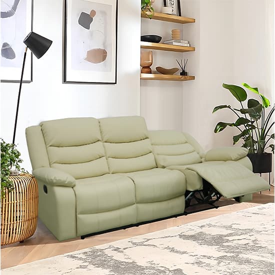 Sorrento 3+2 Bonded Leather Recliner Sofa Set In Ivory