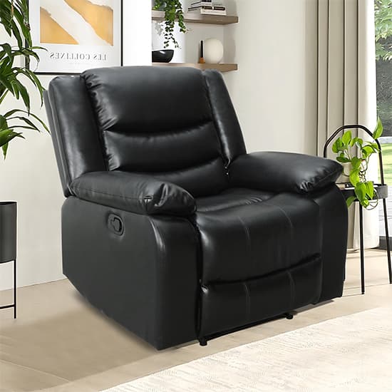 Sorrento Bonded Leather Recliner 1 Seater Sofa In Black