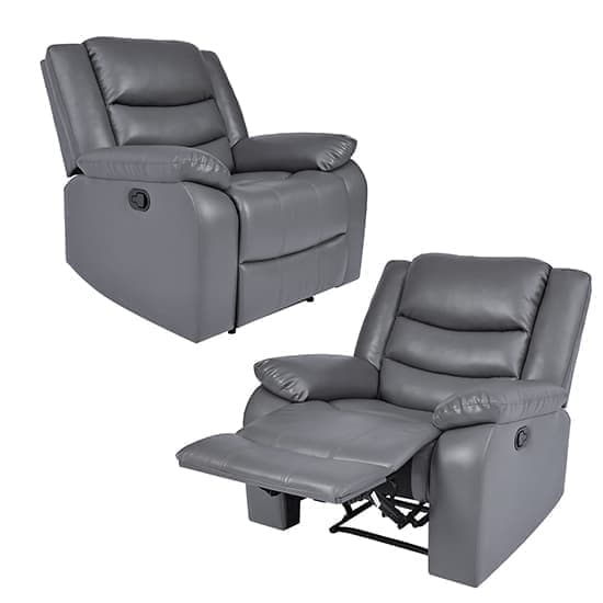 Sorrento Bonded Leather Recliner 1 Seater Sofa In Dark Grey