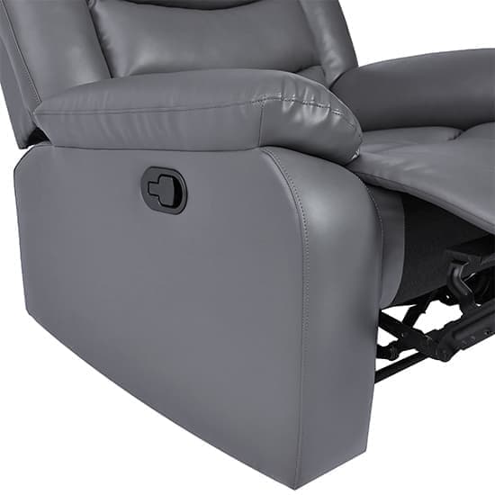 Sorrento Bonded Leather Recliner 1 Seater Sofa In Dark Grey