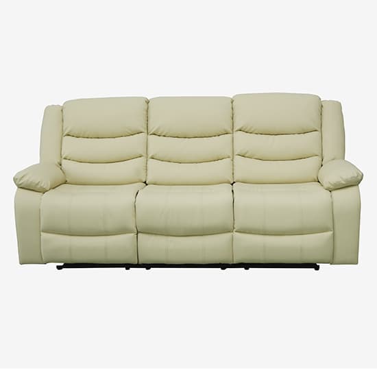 Sorrento Bonded Leather Recliner 3 Seater Sofa In Ivory