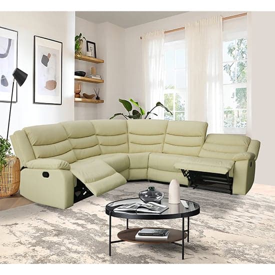 Sorrento Bonded Leather Recliner Corner Sofa In Ivory