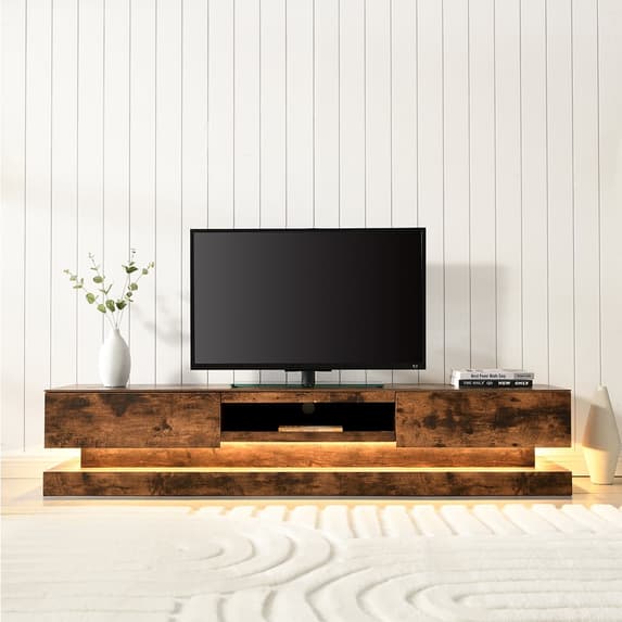 Stalely Wooden TV Stand In Rustic Oak With Multi LED Lighting