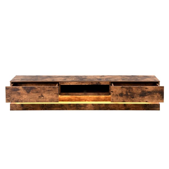 Stalely Wooden TV Stand In Rustic Oak With Multi LED Lighting
