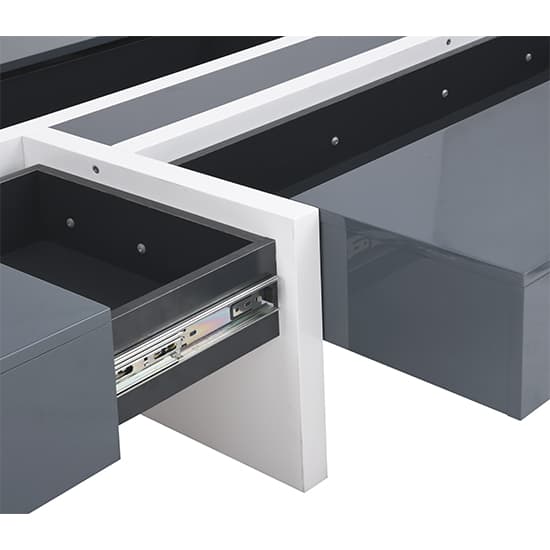 Stockton High Gloss Storage Coffee Table In Grey And White