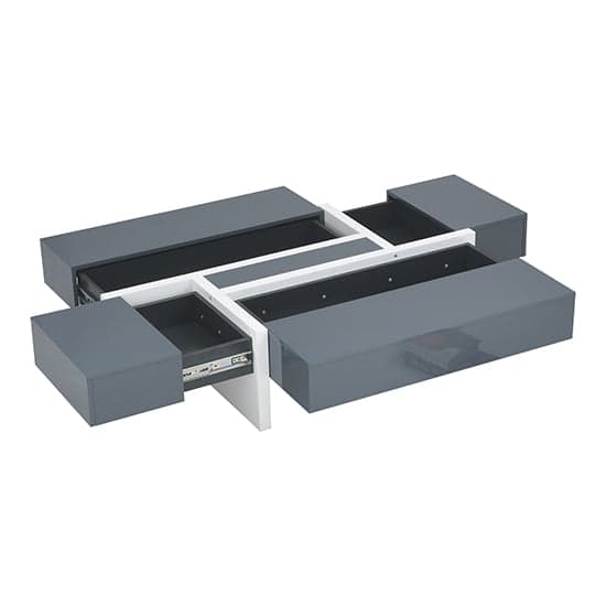 Stockton High Gloss Storage Coffee Table In Grey And White