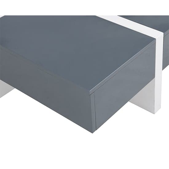 Stockton High Gloss Storage Coffee Table In Grey And White
