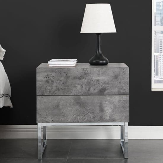 Strasburg Bedside Cabinet With 2 Drawers In Concrete Effect