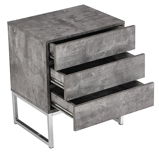 Strasburg Bedside Cabinet With 3 Drawers In Concrete Effect