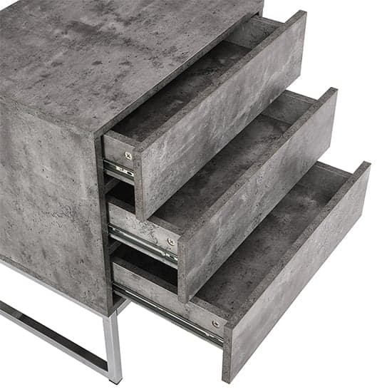Strasburg Bedside Cabinet With 3 Drawers In Concrete Effect