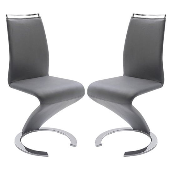 Sumter Z Grey Faux Leather Dining Chairs In Pair
