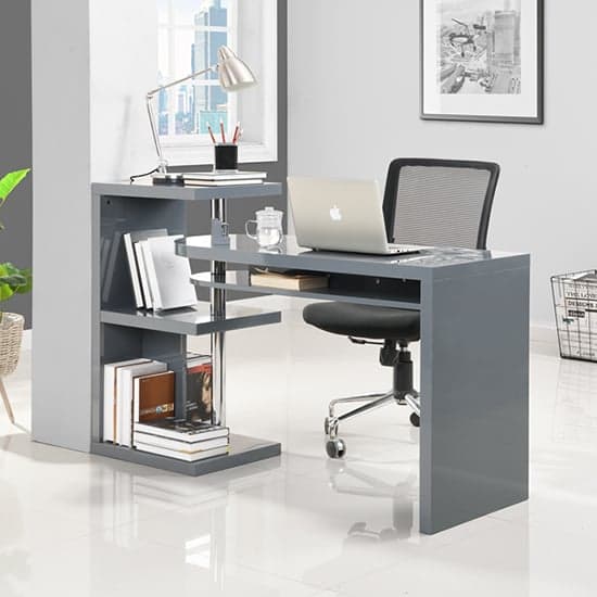 Swazi High Gloss Rotating Home And Office Laptop Desk in Grey