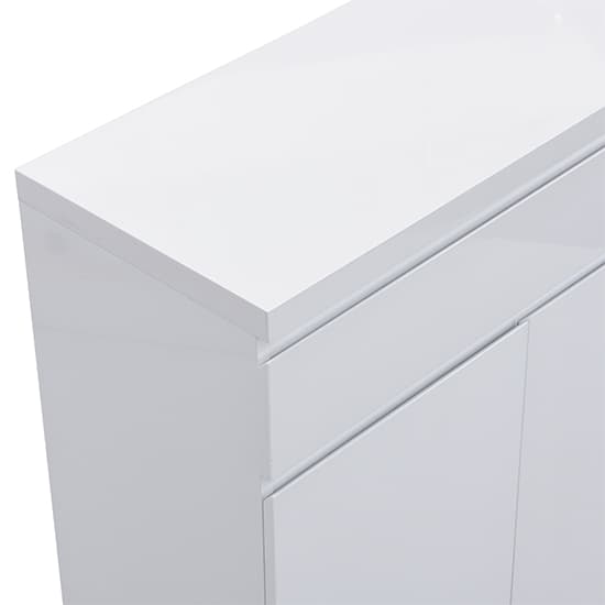 Swazi High Gloss Shoe Cabinet With 2 Door 1 Drawer In White