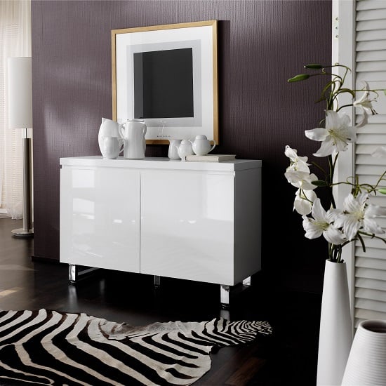Swazi Small High Gloss Sideboard With 2 Doors In White