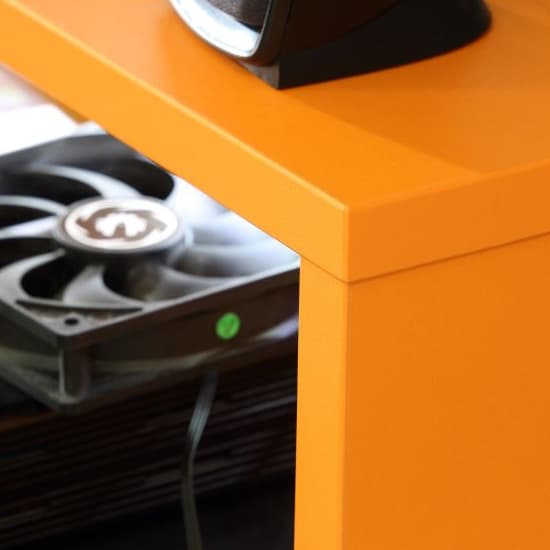 Terrell Wooden Gaming Desk In Matt Black And Orange With LED