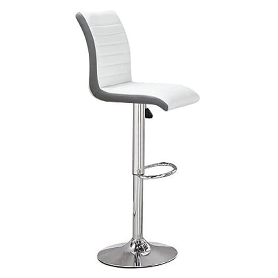 Topeka Glass White Grey Bar Table 4 Riga White Grey Stools